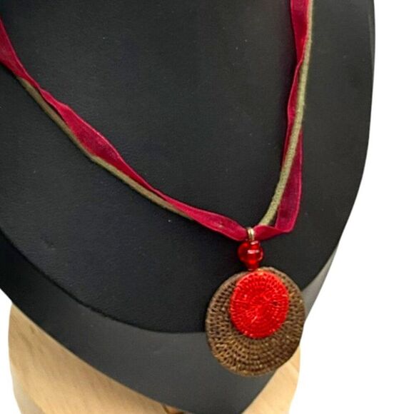 Artisan Jewelry - Handmade Woven Bohemian Pendnant 18 in